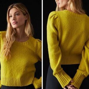 Anthropologie Chartreuse Crew Neck Sweater